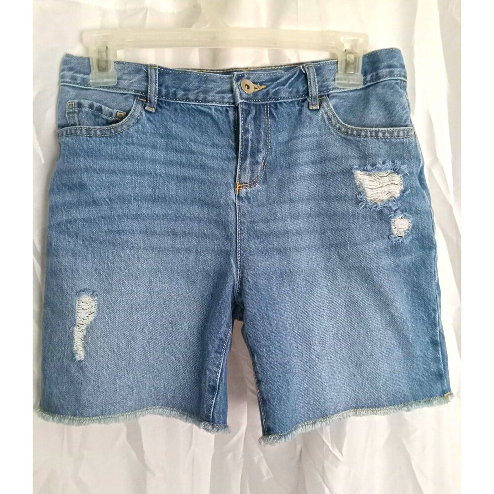 The Children's Place Midi Mid-Long Cut Off Denim Shorts Blue 14 28W 5" Inseam